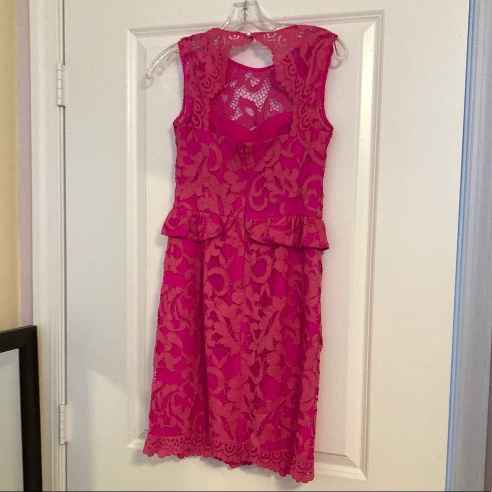 Lilly Pulitzer Kiri Dress Lace Peplum Sleeveless Mambo Pink - Picture 6 of 8